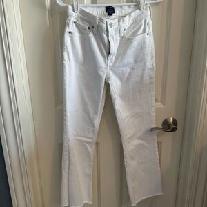 JCrew Mid-Rise Flare Crop White Jean